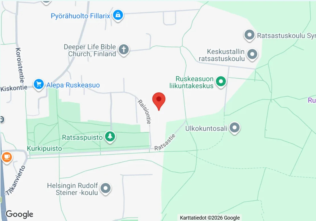 Kartta: Onnellisinvarpain, Raisiontie 11, Helsinki Ruskeasuo